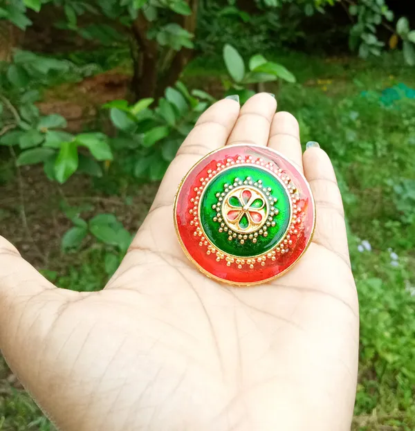 Assamese_Traditional_Copper_Gold_Plated_Red_Green_Colour_Finger-Ring_For_Girls_&_Women
